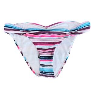 LIQUID Swim Bottom Striped Size Large Pink Blue Black Bikini NWT
